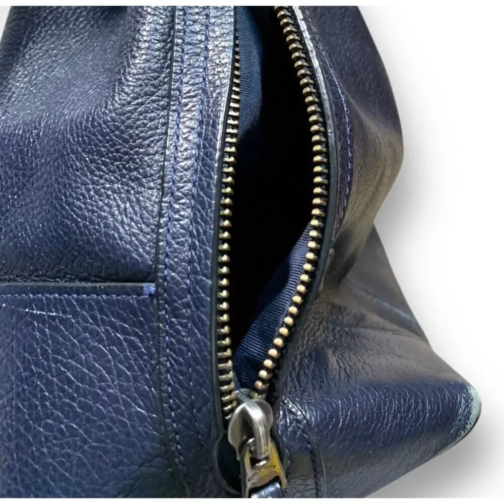 Coach Mickey Navy Blue Pebbled Leather Drawstring Bucket Bag Crossbody Classic